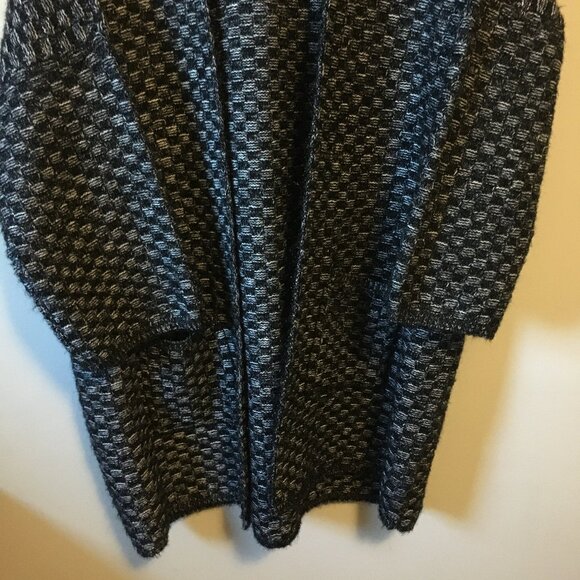 MaxSport Heavy Cozy Checkered Long Open Sweater Cardigan - Picture 4 of 16